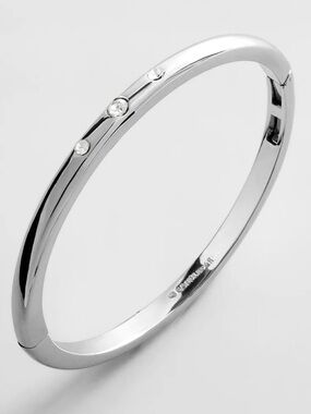 NWT. Baublebar Silver Nadia Classic Hinge Bangle with 3 Crystal Bracelet